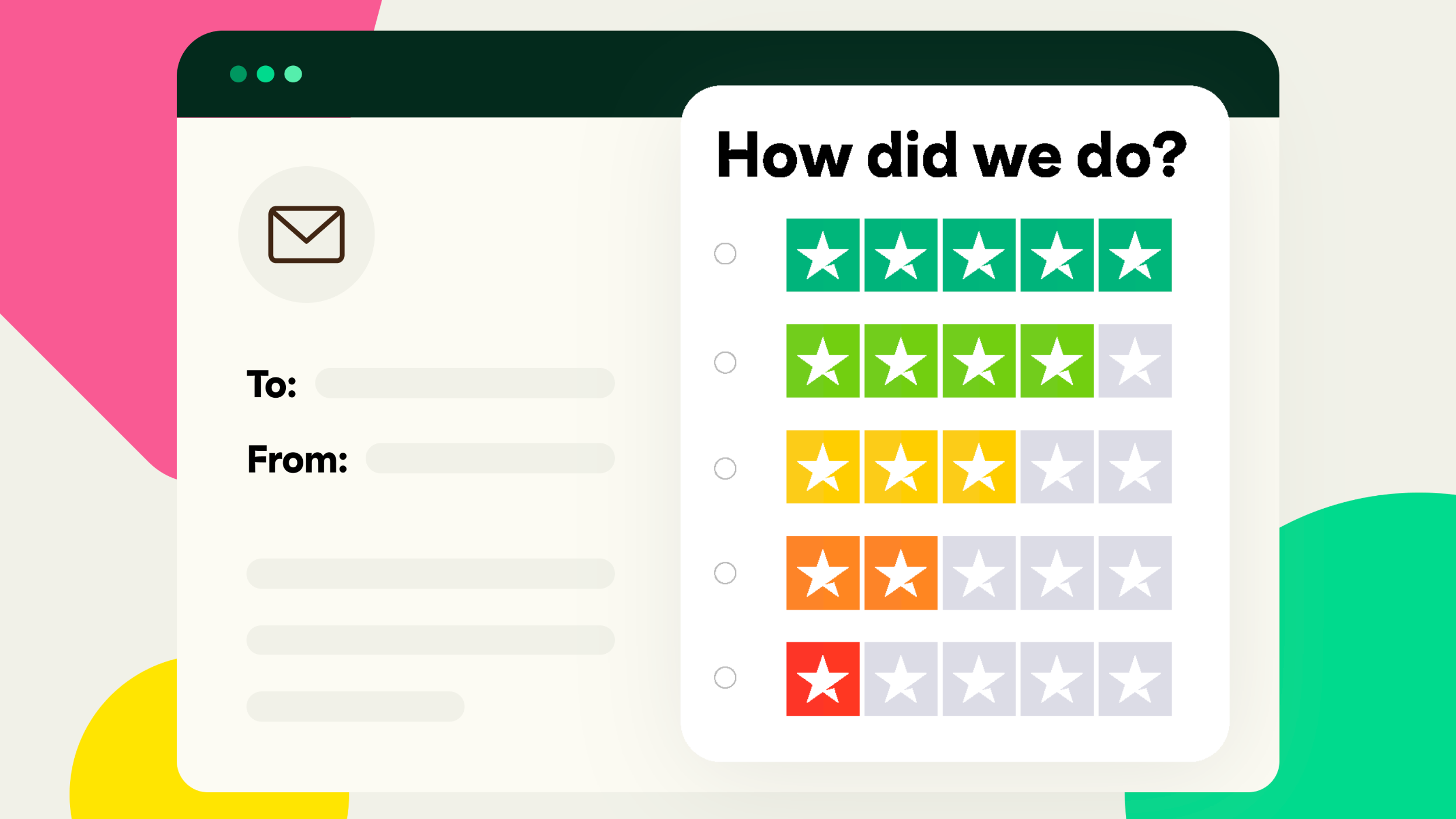 Triggers allow you to reach customers right after a positive interaction, like when your support team has resolved an issue, helping you to collect more positive reviews and build a stronger brand reputation.